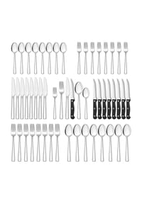 MANIKE - 36 teiliges Edelstahl Besteckset mit Steakmesser, Besteck Set 6 Personen - Silber