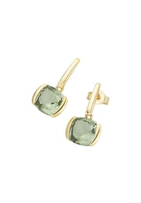 Luigi Merano® - Ohrstecker mit quadrat. / abgerundeten Edelstein Behang, Gold 375 - grün
