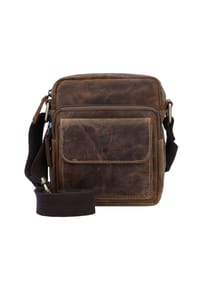 GREEN BURRY Vintage - Vintage Umhängetasche Leder 18 cm - black