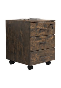VCM. - Rollcontainer | Beistellcontainer mit drei Schubladen | Maße ca. H. 55 x B. 40 x T. 44 cm | Bürocontainer abschließbar - Baula L - Eiche Vintage