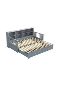 KOMHTOM - Schlafsofa 90/180x190 cm, grau, mit Stauraum, Steckdose, 2 Schubladen & Lattenrost - Grau