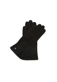 Kazar - Schwarze Wildlederhandschuhe mit zarten Logos - Schwarz