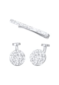 KUZZOÍ - Schmuckset Manschettenknöpfe Krawattennadel Set 925 Silber - Schwarz