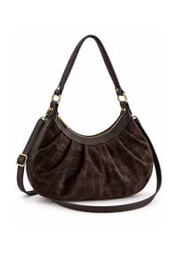 collezione alessandro® - Handtasche Artis Croco-Velours, genarbtes Glattleder, Made in Italy - braun