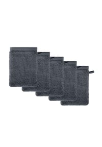 herzbach home - Waschhandschuhe Pura 5er Set, made in Portugal - Anthrazit
