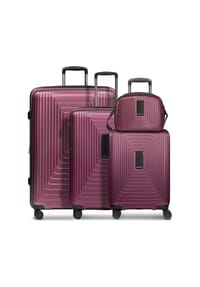 REDOLZ Essentials 14 - Essentials 14 4-Rollen Kofferset + Beautycase 4 tlg. mit Dehnfalte - aubergine metallic