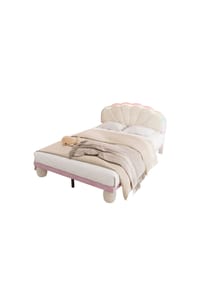 KOMHTOM - Polsterbett 140x200cm mit Holzlatten, Samtstoff - Rosa