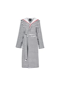 Cawö - Bademäntel Damen Kapuze Streifen 1243 schwarz-weiß - 96 - weiß