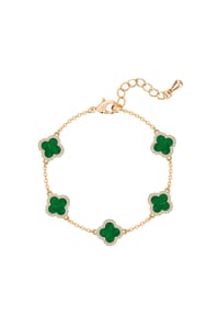 Luluandjane - Armband gelbgold Zirkonia weiß Acryl grün - gelbgold