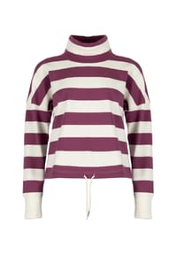 ROADSIGN® australia - Damen Sweatpullover Enjoy Tube mit Schlauchkragen, Kordelzug am Bund und kastig geschnitten - weiss/lila