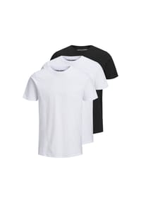 JACK & JONES - Herren T-Shirt, 3er Pack - JJEORGANIC BASIC TEE O-NECK, Kurzarm, Bio-Baumwolle - Weiß/Marineblau/Schwarz