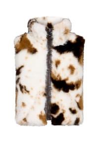 AMBER & JUNE - Plüschweste mit Stehkragen - Beige/Braun