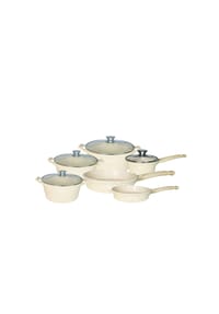 Cheffinger - 12-tlg. Kochtopf-Set mit Marmorbeschichtung – Für alle Herdarten inkl. - Beige OneSize