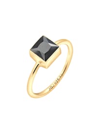 elli. - Ring Elli Ring Bandring Viereck Geo Zirkonia 925 Silber Vergoldet - Schwarz