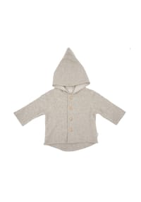 maximo® - GOTS BABY-Jacke,Baumwollfleece Kapuze, Knöpfe, Jerseyfutter - graumeliert