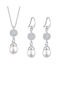 elli. - Schmuckset Perle 925 Silber, Mit Kristallen Von Swarovski® - Weiß