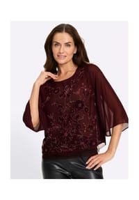 heine - Stickereibluse - burgund-gemustert