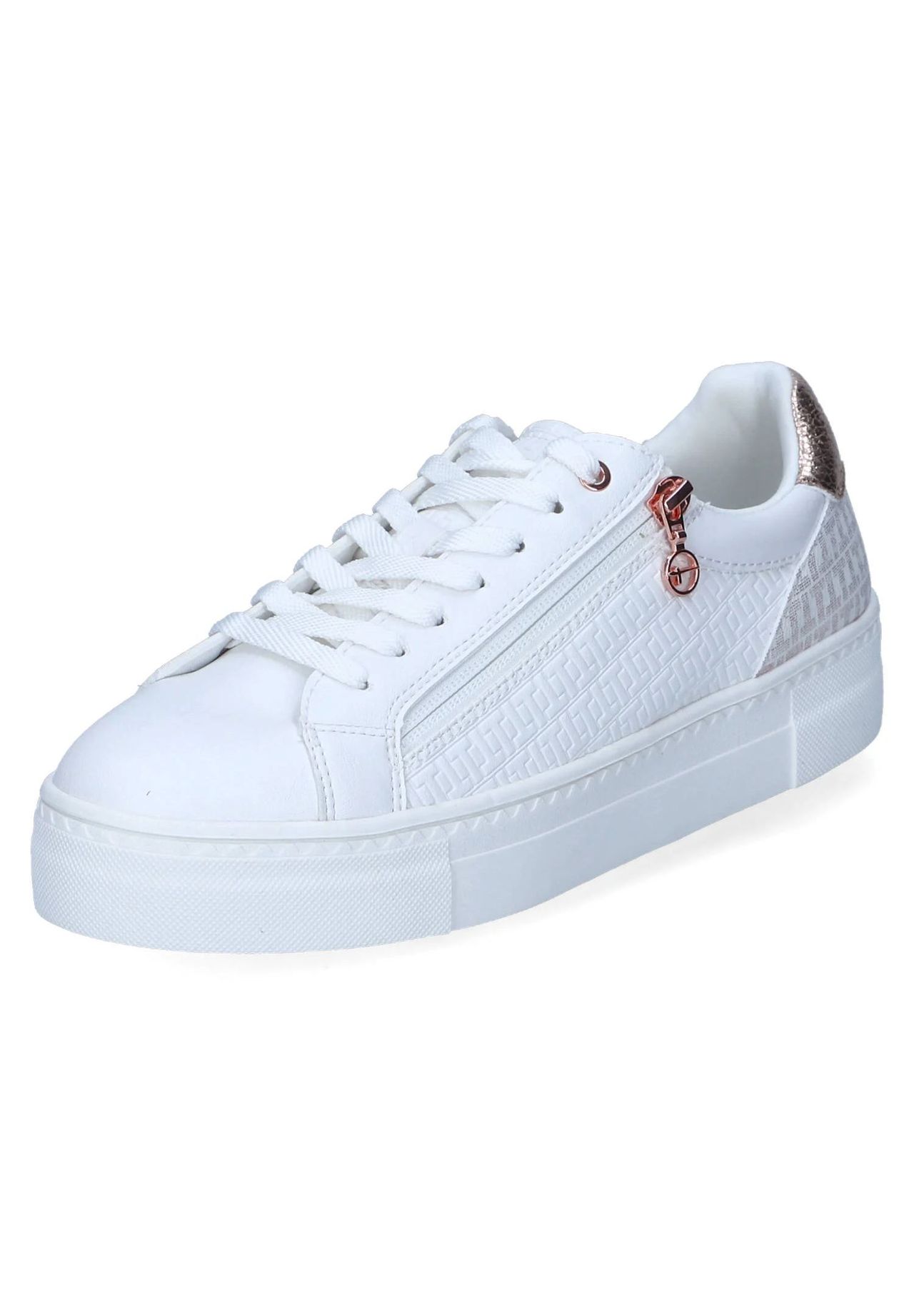 tamaris Sneaker, Lederoptik, ReißVerschluss, FüR Damen, Weiß|Gold, 36
