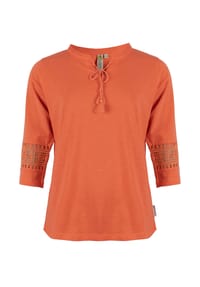 ROADSIGN® australia - Damen Bluse Coral Breeze mit Spitze, lockere Passform, aus Baumwolle, angenehm weich - ideal für warme Tage - rot
