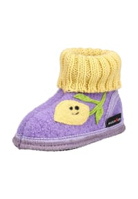 HAFLINGER - Wolle Hausschuhe HÜTTENSCHUH ZITRONE - Violett