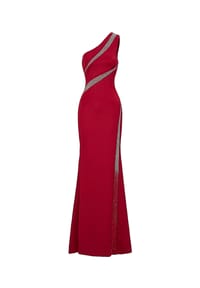 MODA MINX - Abendkleid Whitney Long Dress mit asymmetrischem Schnitt - red