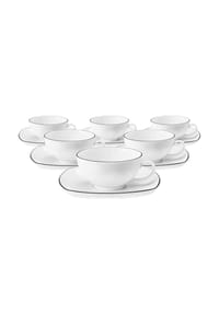 Seltmann Weiden Teetassen mit Untertassen eckig Lido Black Line 200 ml 6er Set weiß - LIDO BLACK LINE - weiß