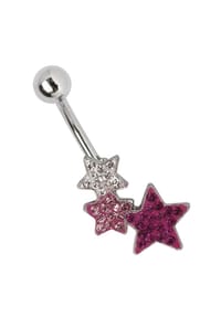 Adelia's - Titan Banane 3 Strass Sterne klar rosa lila - bunt