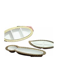 COFI - 3-Teilig Frühstücksset Snackset Cerez Seti Servierschalen Porzellan Go - Gold OneSize