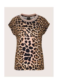 MADELEINE - Kurzarm Shirt mit Leo-Print - beige / schwarz / multicolor
