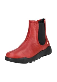 softinos® - Leder/Textil Stiefelette - Rot/Schwarz