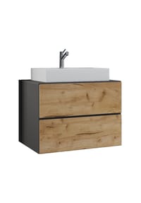 VCM. - 2-tlg. Waschplatz Waschtisch | Waschbecken Unterschrank Breite 60 cm | Badmöbel Set mit Schubladen | Lendas - Anthrazit