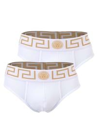 VERSACE - Herren Slip, 2er Pack - TOPEKA, Baumwolle, einfarbig - Weiß