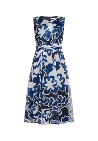 BETTY & CO - Chiffonkleid ohne Arm - Weiß/Dunkelblau