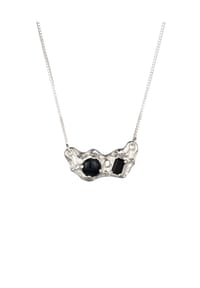 HAZE & GLORY - Halskette Tigerauge Onyx Schwarz Organic 925 Sterling Silber - Silber