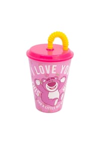 COFI - Toy Story Lotso Trinkbecher 430 ml mit Deckel und Strohhalm - Mehrfarbig 16,5x9x9 cm