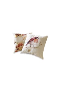 LOBERON - Kissenhülle 2er Set Lovece weiß/braun - weiß/braun
