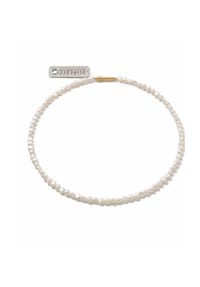 DI PERLE® DI PERLE Schmuckkollektion - Süßwasser Zuchtperlen Halskette Collier aus Edelstahl vergoldet, 42 cm - weiß