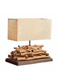 LOBERON - Tischlampe Caribou leinen/braun - leinen/braun