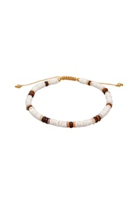 elli. - Fußschmuck Muschel Kokosnuss Holz Perlen 925 Silber - Weiß