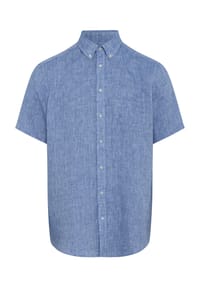 GALERIA - Leinenfreizeithemd, Kurzarm, Button-Down-Kragen, für Herren - 5 LT BLUE/WHT