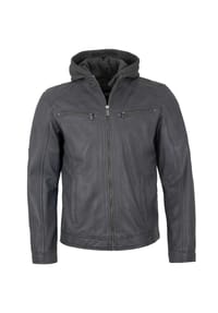 JILANI - Herren Lederjacke Kapuze Lammnappa grau - grau
