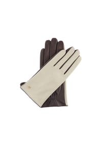 Kazar - Elegante zweifarbige Handschuhe aus naturleder - Dunkelbraun