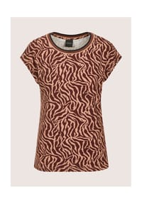 MADELEINE - Print-Shirt mit kurzem Arm, abstraktes Muster - toffee / marone / schwarz