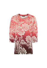 olsen - Shirt mit Panneaux-Print und Rundhalsausschnitt - Coffee Bean