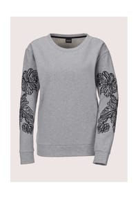 MADELEINE - Besticktes Sweatshirt mit Glanzeffekt - graumelange / schwarz