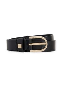 BOSS - Ledergürtel, goldfarbene Schließe, für Damen - 001 BLACK