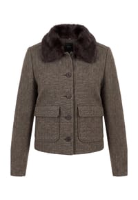 zero - Casual-Jacke mit Kunstfellkragen - Black/Beige
