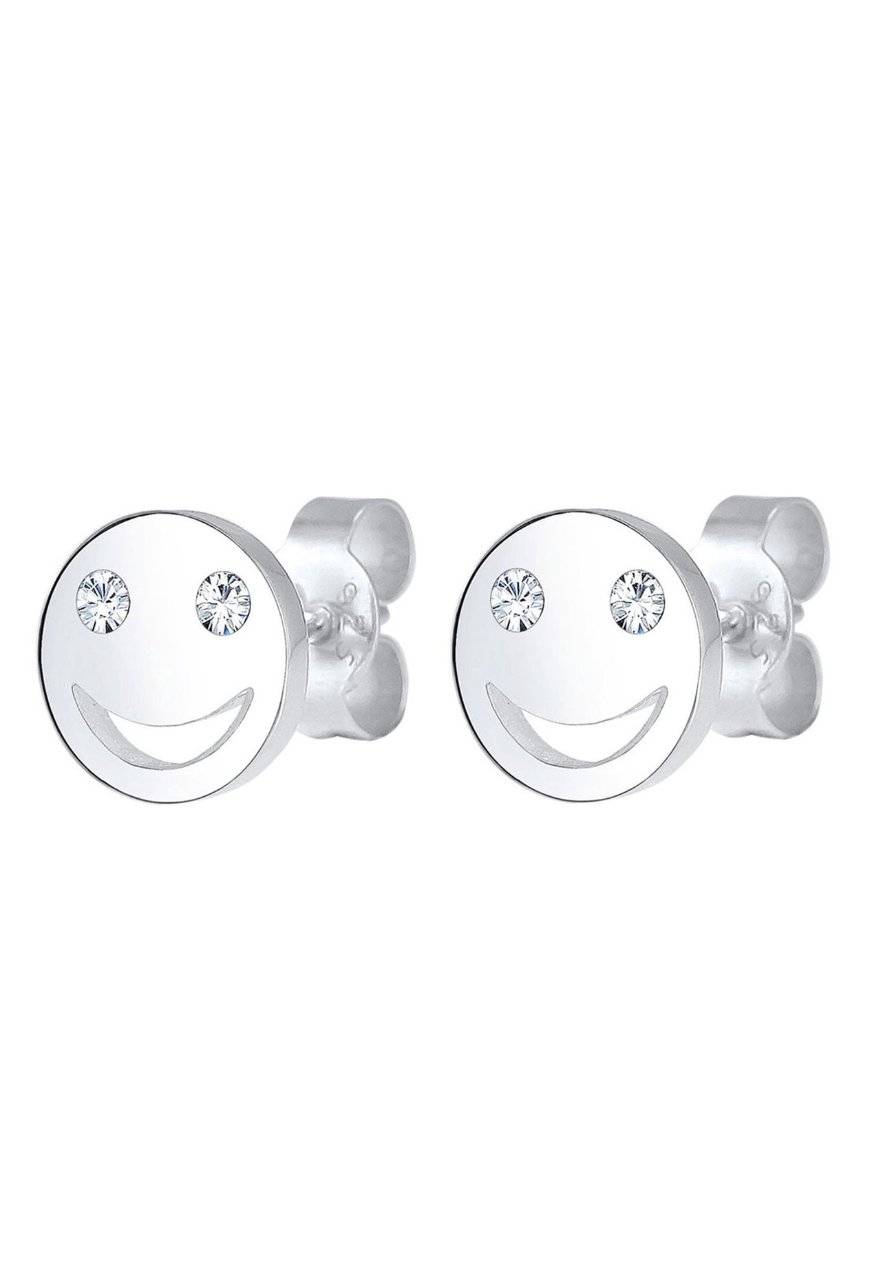 Damen Accessoires Elli Ohrringe Smiley Face Emoji Kristalle 925 Silber