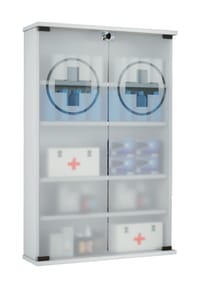 VCM. - Medizinschrank | Maße ca. H. 91 x B. 60 x T. 17 cm | Apothekerschrank abschließbar | hängend | Arzneischrank - Janula - Weiß