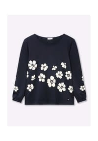 sheego - Sweatshirt - tiefblau-champagner-bedruckt